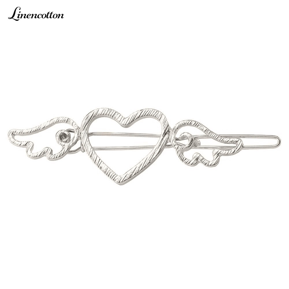 Kẹp tóc hình trái tim và cánh thiên thần bằng kim loại thời trang xinh xắn cho nữ