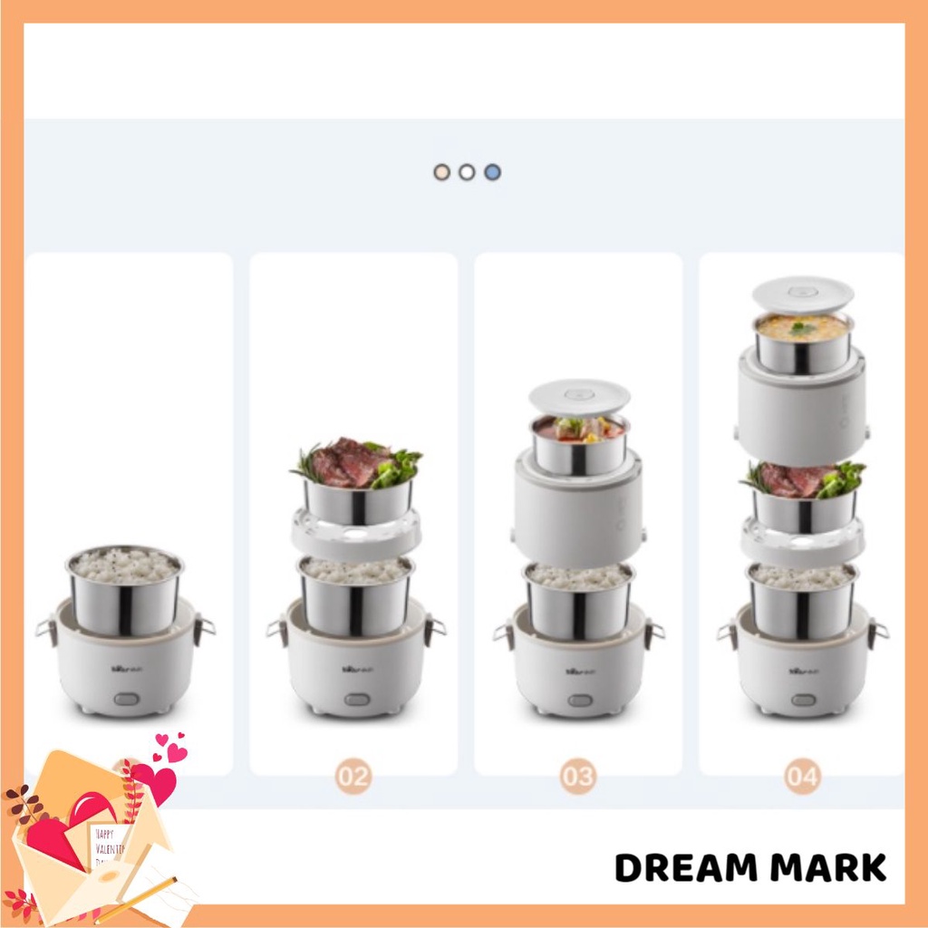 Hộp cơm cắm điện Bear DFH-B15N1, 1.6 lít, nấu chín, hâm nóng, giữ nhiệt cho thức ăn, dùng cho văn phòng