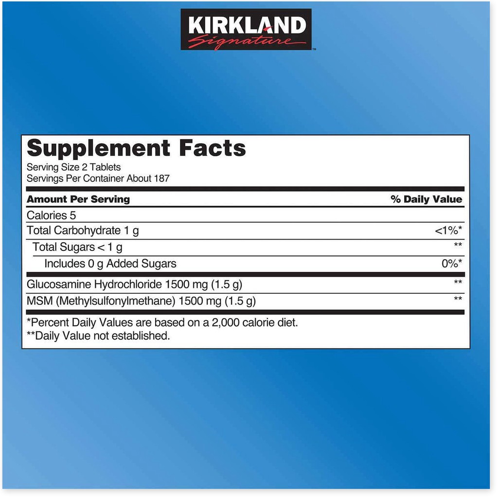 [Freeship] Viên Uống Bổ Xương Khớp KIRKLAND GLUCOSAMINE HCL 1500mg With MSM 1500mg - 375 Viên