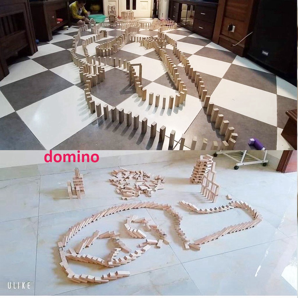 Bộ Rút Gỗ Đồ Chơi Xếp Hình Domino Montessori Rèn Luyện Trí Thông Minh Tránh Xa Điện Thoại (54 Thanh Cỡ Lớn)
