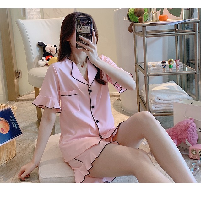 Bộ Mặc Nhà Pijama Bộ Đồ Ngủ 2021 Cách Điệu Bèo Tay Trẻ Trung Chất Đẹp