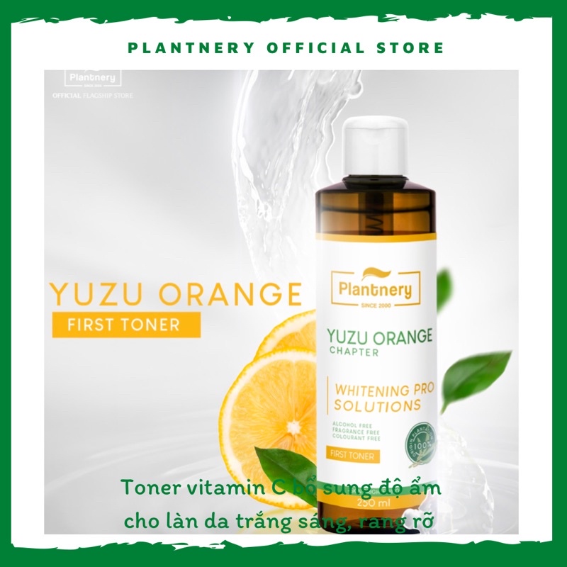 Nước hoa hồng vitamin C chiết xuất cam Yuzu, vitamin C đậm đặc cho da sáng và rạng rỡ Plantnery 250ml