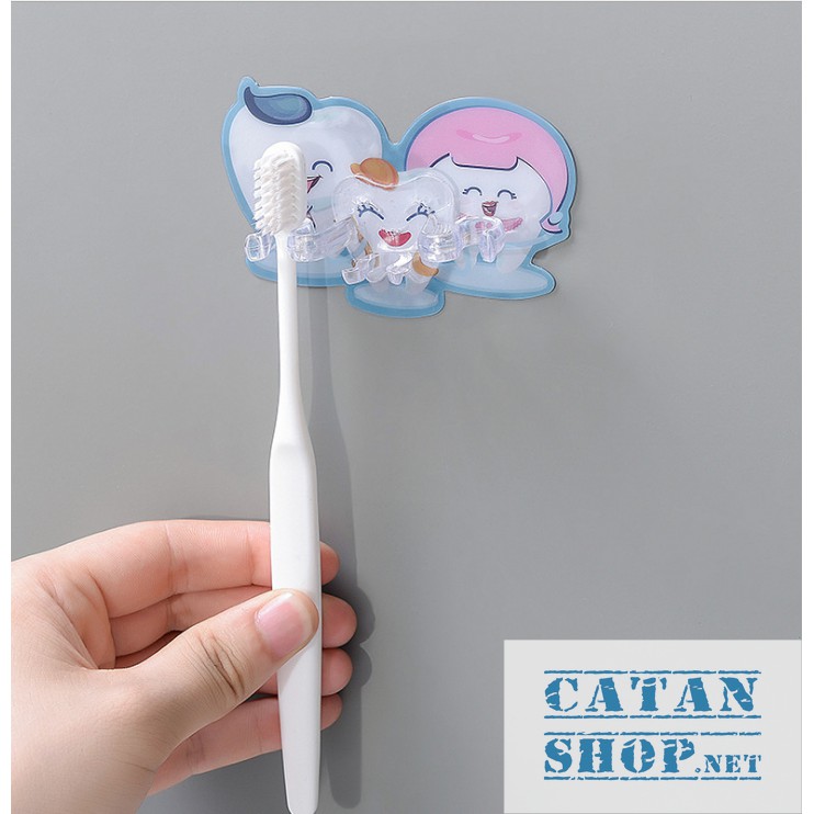 Miếng  dán tường HÌNH CHIẾC RĂNG cute treo bàn chải đánh răng, móc treo vật dụng gia đình siêu tiện lợi GD374-RangTBC