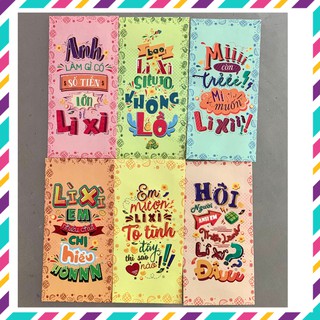 Bộ 6 Bao Lì Xì Hot Trend Thuần Việt Giấy Cao Cấp