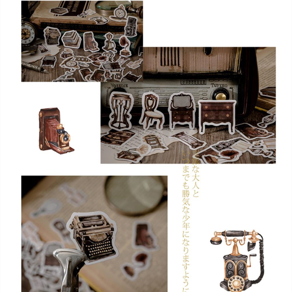 Hộp 46 chiếc sticker RETRO NÂU CỔ ĐIỂN vintage cực mê trang trí sổ bullet journal