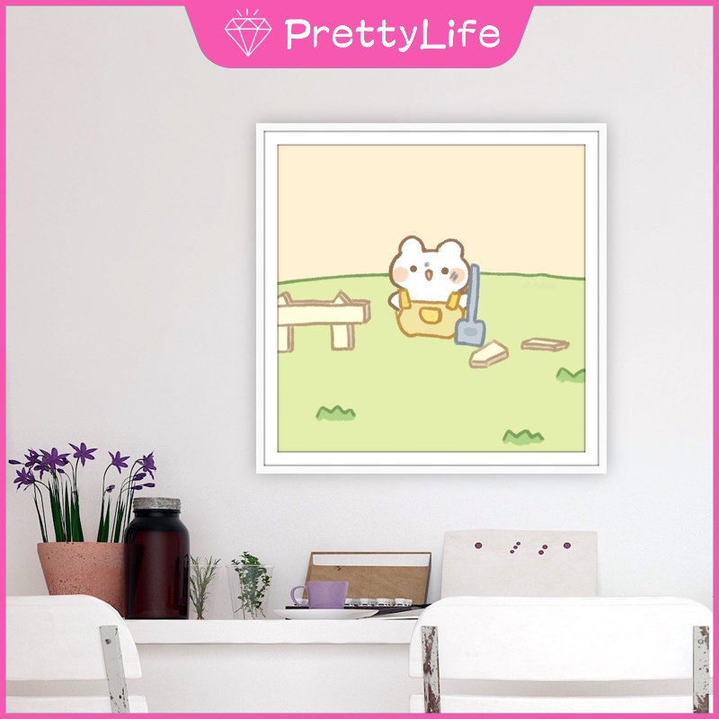 Tranh Đính Đá 5D Tự Làm Hình Heo Và Thỏ 40x40cm Trang Trí Nhà Cửa