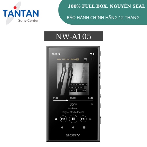Máy Nghe Nhạc MP3 WALKMAN Sony NW-A105 | Android 9.0 -16GB, khe thẻ nhớ microSD - USB Type-C - Nhạc lossles