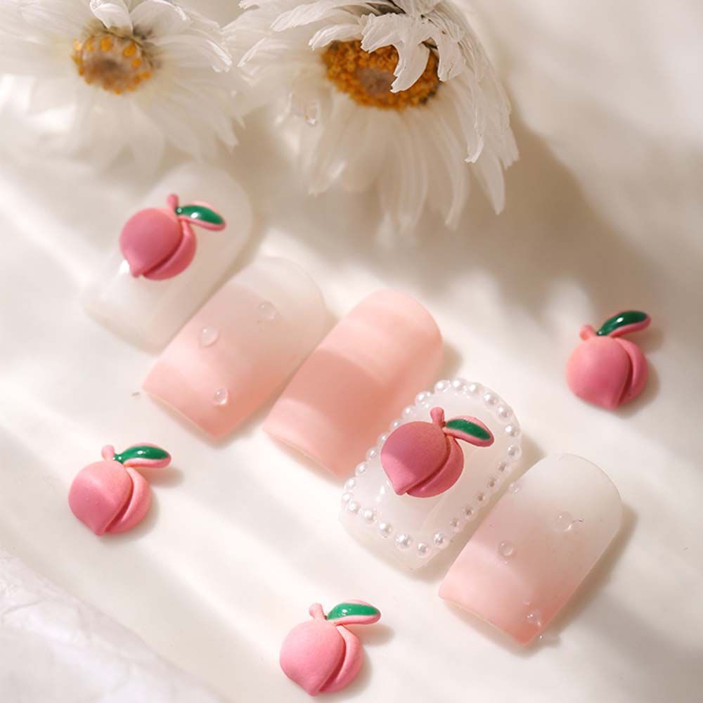 [Hàng mới về] Bộ 10 phụ kiện trang trí móng tay nghệ thuật hình trái cây hoa trái tim 3D nhiều màu sắc đáng yêu