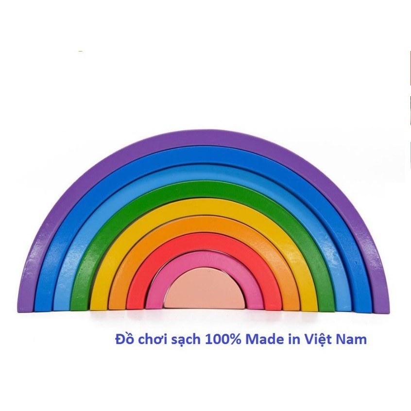 Bộ xếp hình gỗ cầu vồng - made in Việt Nam