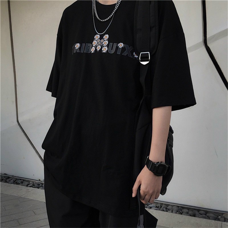 ÁO THUN TAY LỠ COTTON HOA CÚC FORM UNISEX (hình chụp thật)