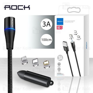 Cáp sạc Nam châm Cao cấp ROCK G1 3 trong 1 (1 bộ đủ 3 cổng Lightning, Micro, Type-C) - Sạc nhanh, truyền dữ liệu nhanh