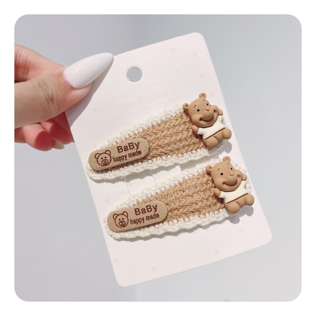Kẹp Tóc/ Kẹp Bấm Len Charm Gấu Pooh   Phụ kiện tóc dễ thương cho các bé gái và bạn nữ,..