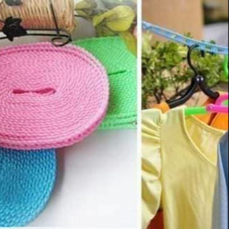 Cuộn dây phơi đồ thông minh 5m có móc cài | Dây phơi quần áo chống dồn chống xô lệch( AV)
