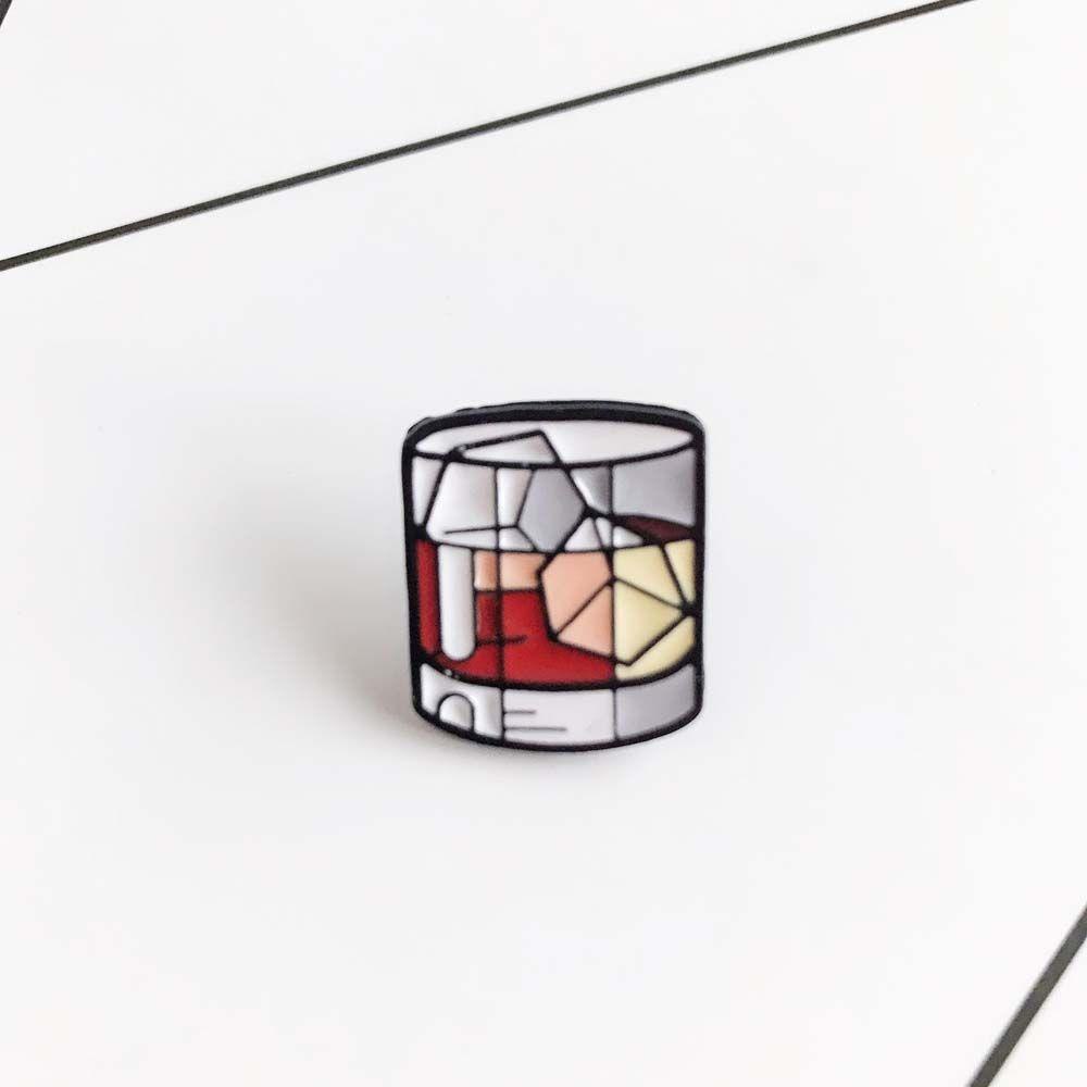 Ghim cài áo MMULCK kiểu ly rượu whisky tráng men dễ thương thời trang dành cho nam và nữ