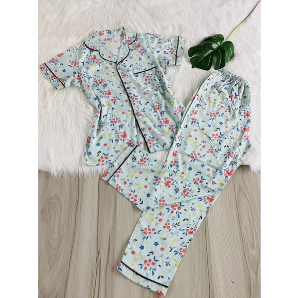 Bộ tole pijama tay ngắn quần dài 48-75kg
