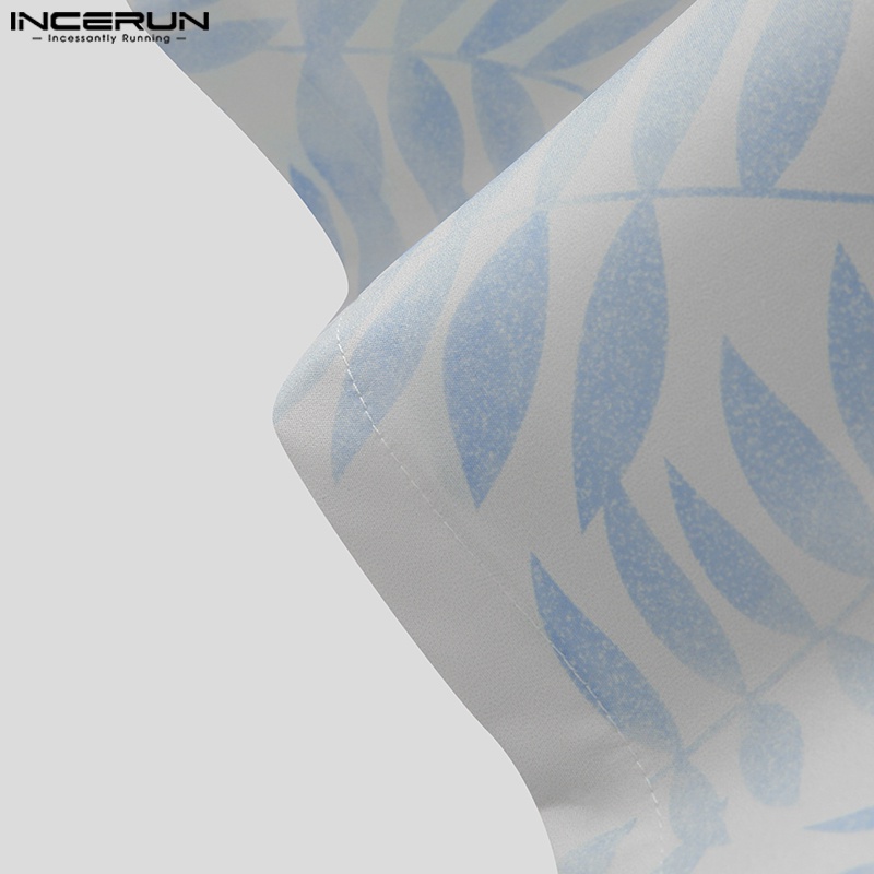 Áo sơ mi INCERUN dài tay dáng rộng in hoa giản dị thời trang cho nam