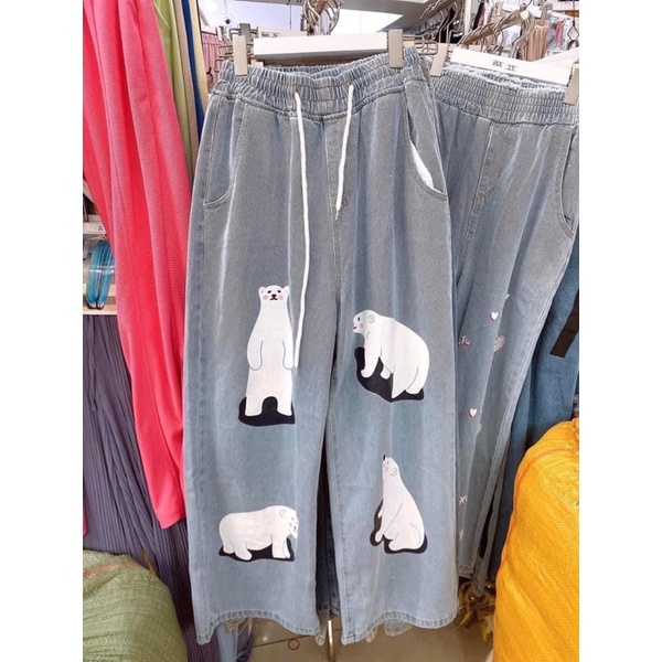 Quần jean suông lưng thun TL