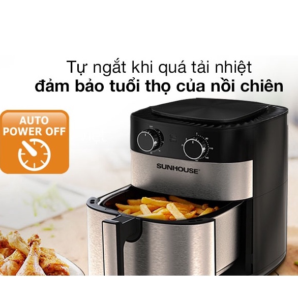 Nồi chiên không dầu cơ Sunhouse SHD4026 1750W dung tích 6L giảm chất béo trong đồ ăn bảo vệ sức khỏe - HAPOS