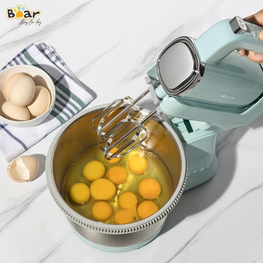 Máy Đánh Trứng Để Bàn, Cầm Tay Mini Trộn Bột, Đánh Trứng, Đánh Kem BEAR Màu Xanh Ngọc 4L
