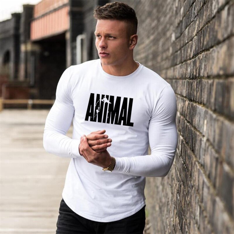 Men Breathable Sports Gyms Fashion Brand O-Neck Slim Fit Tshirt Casual Solid Workout Tee Top Long Sleeve T-shirt Sleeve Fitness