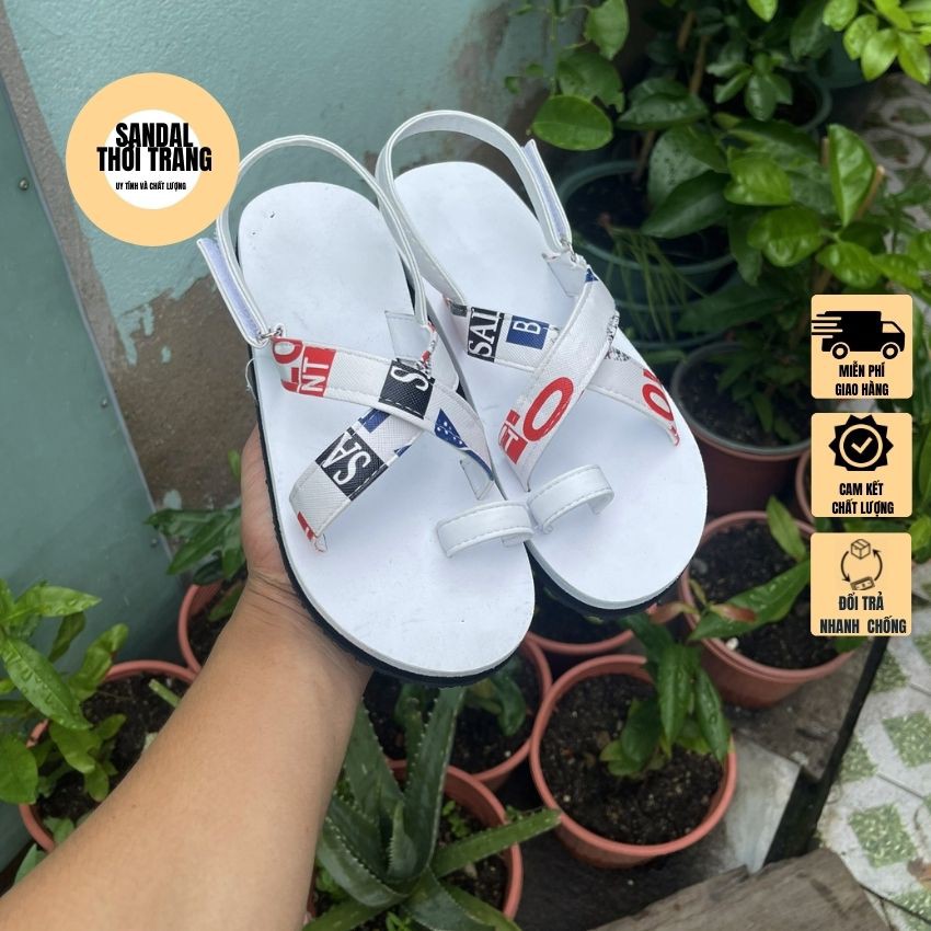 Dép quai hậu xỏ ngón quai chéo đi học nữ nam A24 họa tiết Full sz 30-44 SANDALTHOITRAG