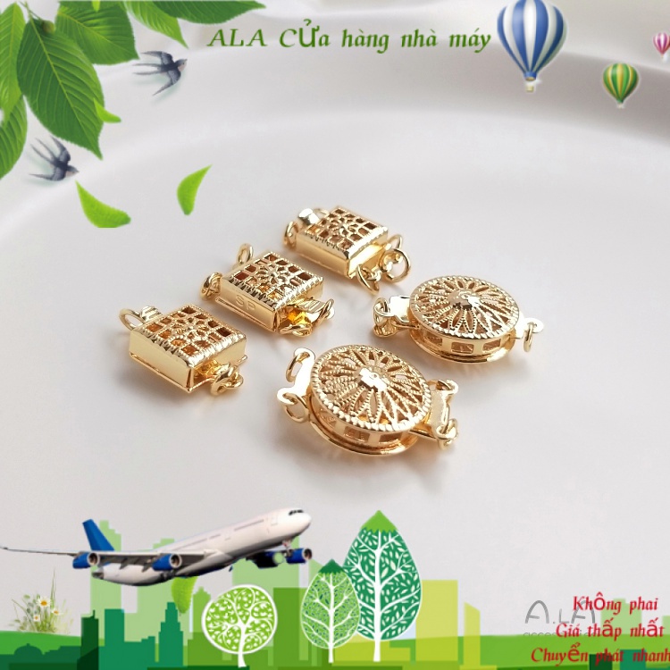 💖Trang sức DIY phụ kiện💖Khóa Gài vòng cổ Mạ Vàng 14k Đính Ngọc Trai Sang Trọng