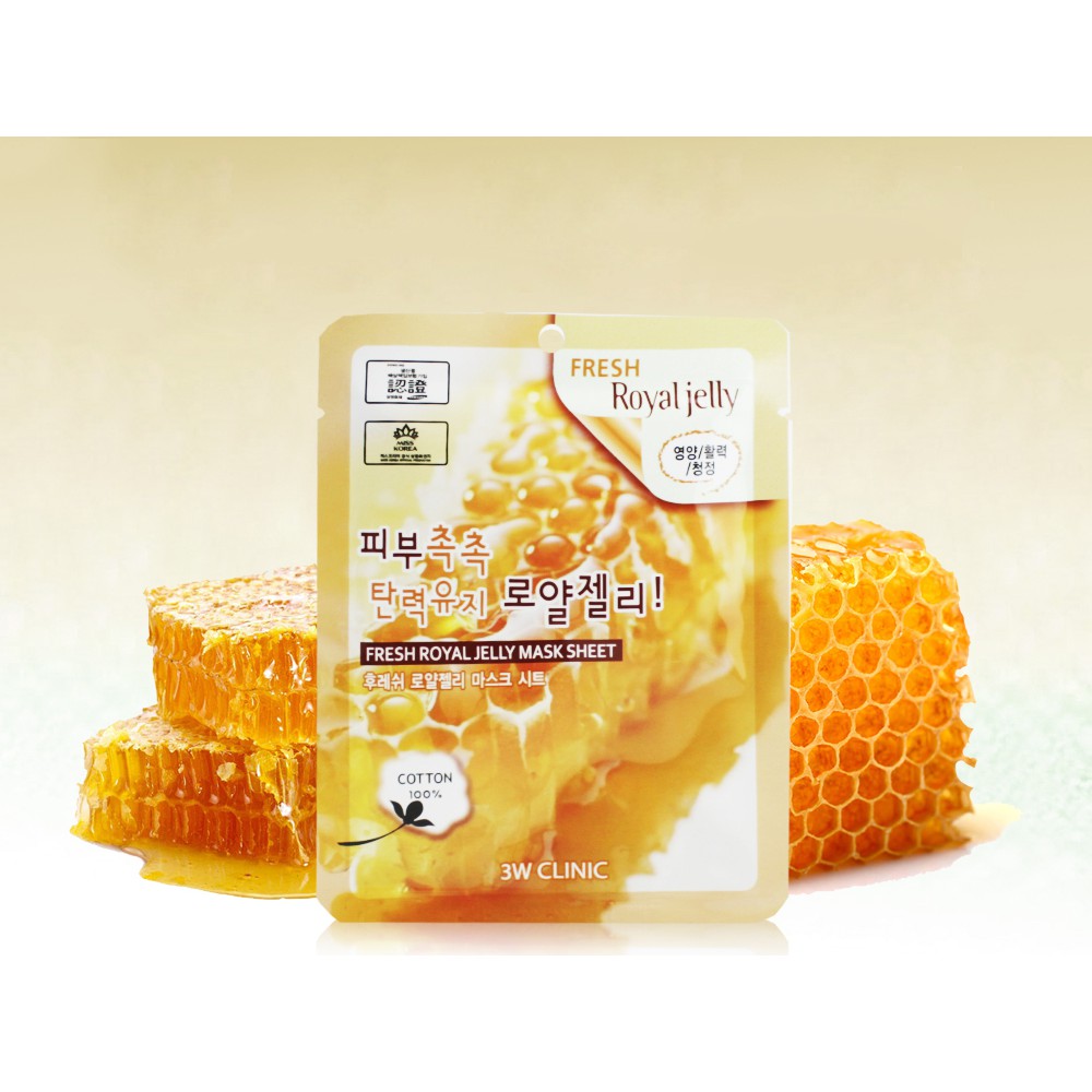 Mặt nạ Sữa ong Chúa dưỡng da ngừa lão hóa 3W Clinic Fresh Royal Jelly Mask Sheet 23ml - Hàn Quốc Chính Hãng