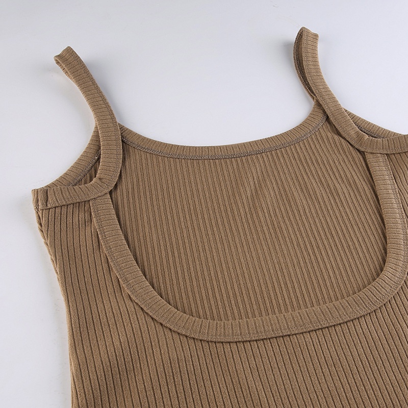 Jumpsuit Sát Nách Màu Trơn Thiết Kế Hở Lưng Quyến Rũ