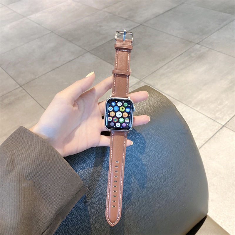 Dây đeo da thay thế 40mm 44mm cho Apple Watch Series 7 6 SE 5 4 3