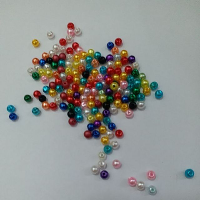 10gam hạt cườm tròn ngọc trai nhựa 4/6/8/10/12mm nhiều màu