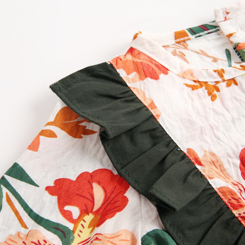 Áo liền quần Sanlutoz bằng cotton họa tiết hoa cho bé gái sơ sinh