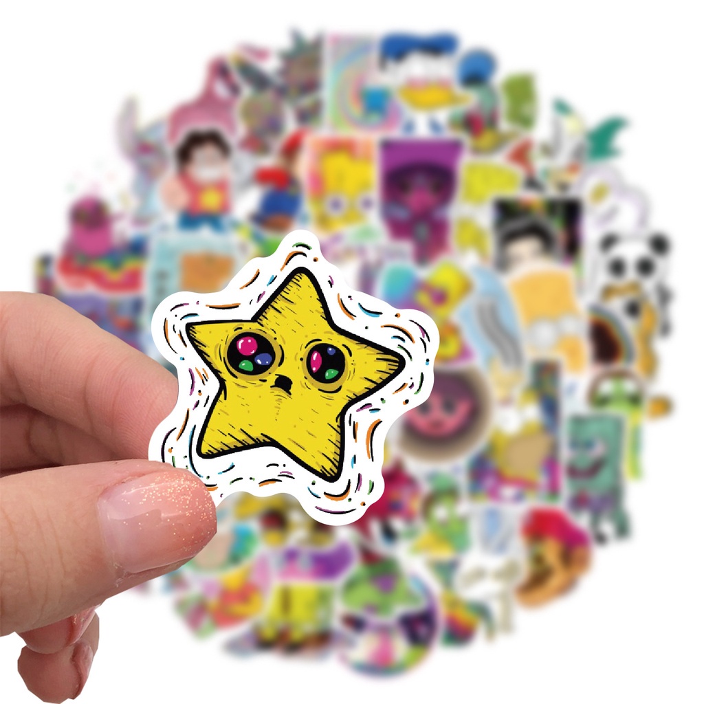 Bộ 52 miếng dán trang trí hình nhân vật hoạt hình đáng yêu