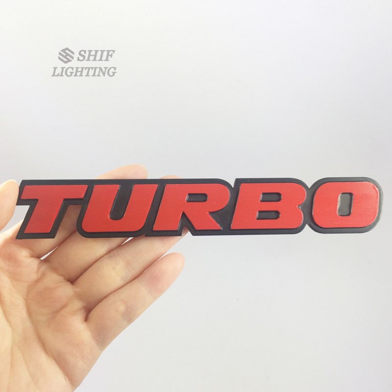 Logo " turbo " bằng kim loại dán trang trí xe hơi