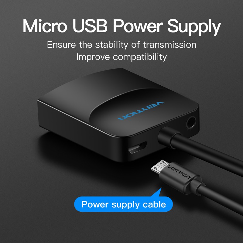 VENTION Bộ Chuyển Đổi vga Sang hdmi 1080p hd Với Cáp Âm Thanh 3.5mm Và micro usb Cho Màn Hình laptop