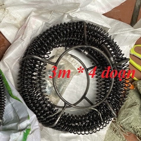 Bộ dây thông tắc cống lò xo 16mm kèm phụ kiện 3m, 6m, 9m, 12m, 15m, 18m dây thông cống dùng cho máy khoan