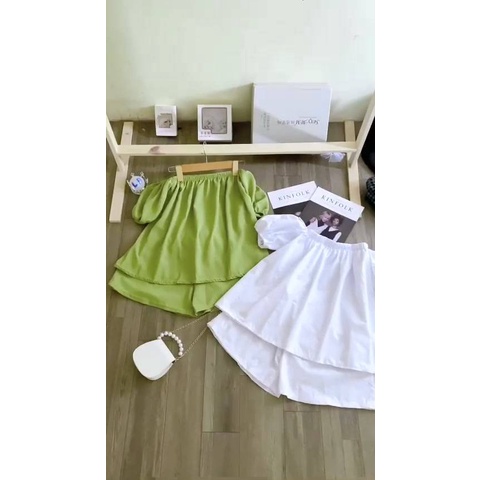 Set Đồ Trễ Vai Tay Bồng Hàng Quảng Châu, Freesize Dưới 62Kg, Có Quà Tặng Kèm