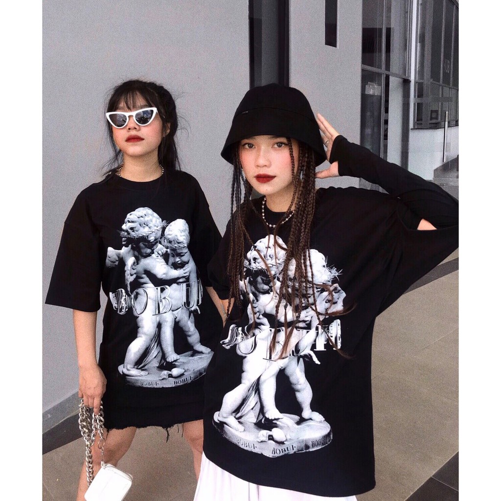 Áo thun tay lỡ Unisex aossi , áo phông form rộng , Bobui Thiên thần (hình thật) | BigBuy360 - bigbuy360.vn
