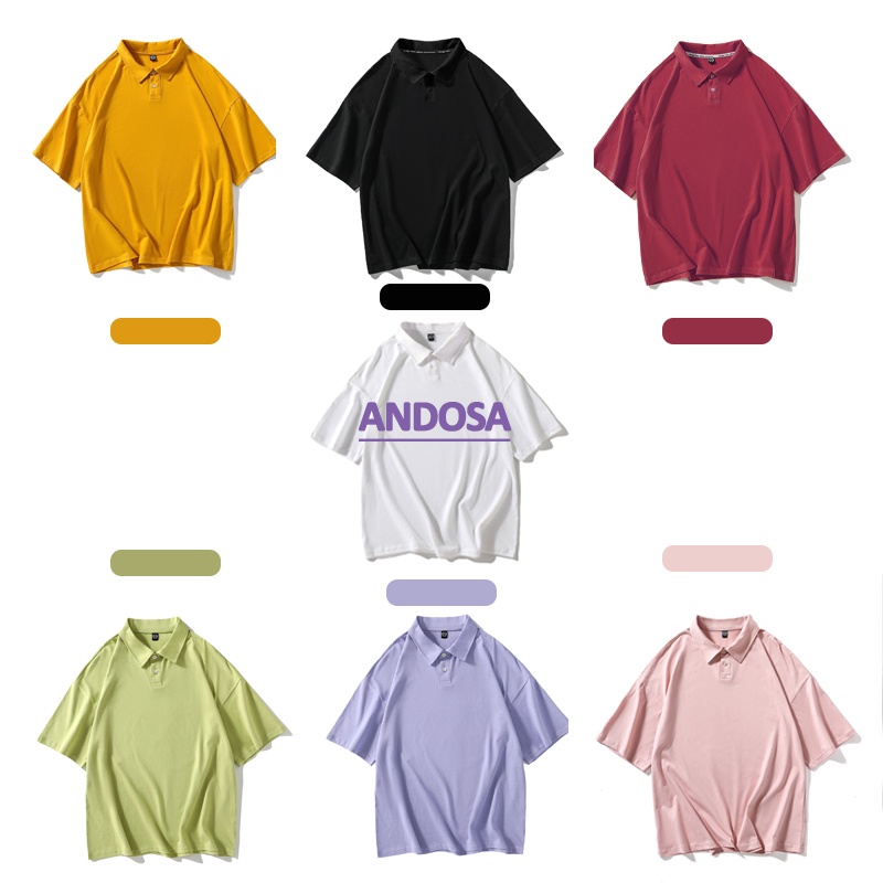 Áo polo nữ unisex trơn basic đẹp form rộng tay lỡ hàng Quảng Châu ANDOSA PL06