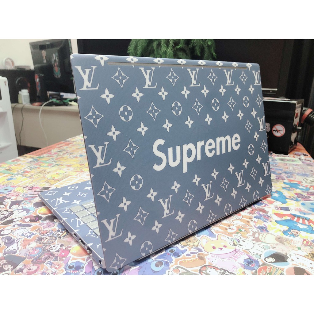 Decal Skin dán Laptop mẫu LV xanh