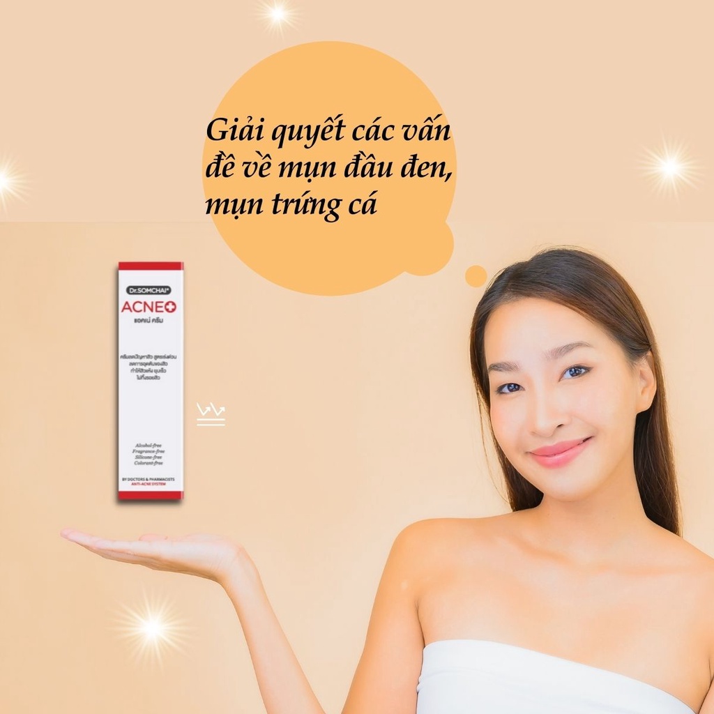 Kem thoa mụn DR.SOMCHAI ACNE giúp làm mờ vết thâm, thông thoáng lỗ chân lông, giảm thiểu dầu thừa, ngăn ngừa mụn 15g