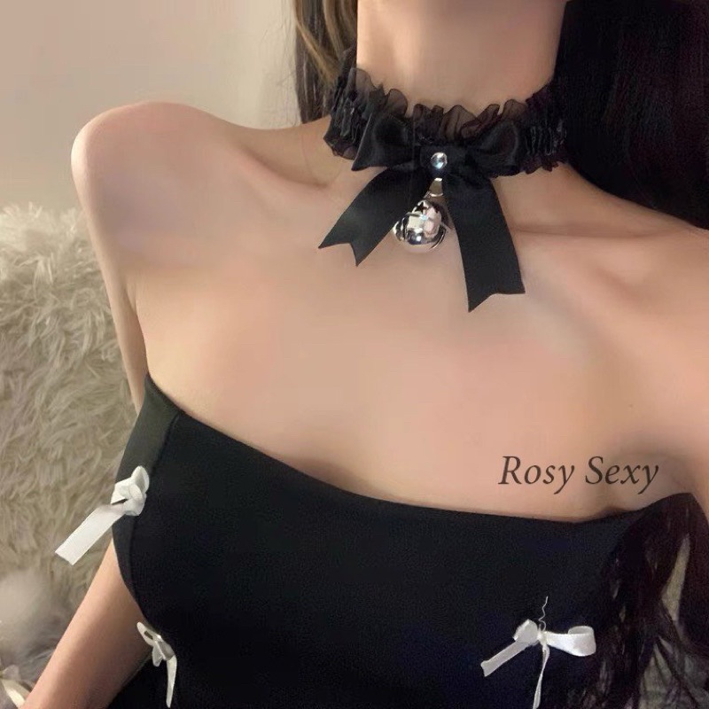 Vòng cổ vòng đeo chân choker hoá trang phối nơ chuông chất liệu voan sexy PK34