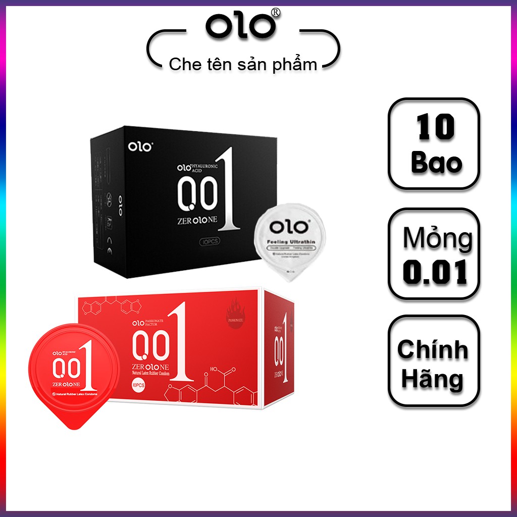 Bao cao su OLO Siêu mỏng 10 bao. Bcs mỏng 0.01mm, kéo dài thời gian ( Chuẩn hàng Vương Quốc Anh )