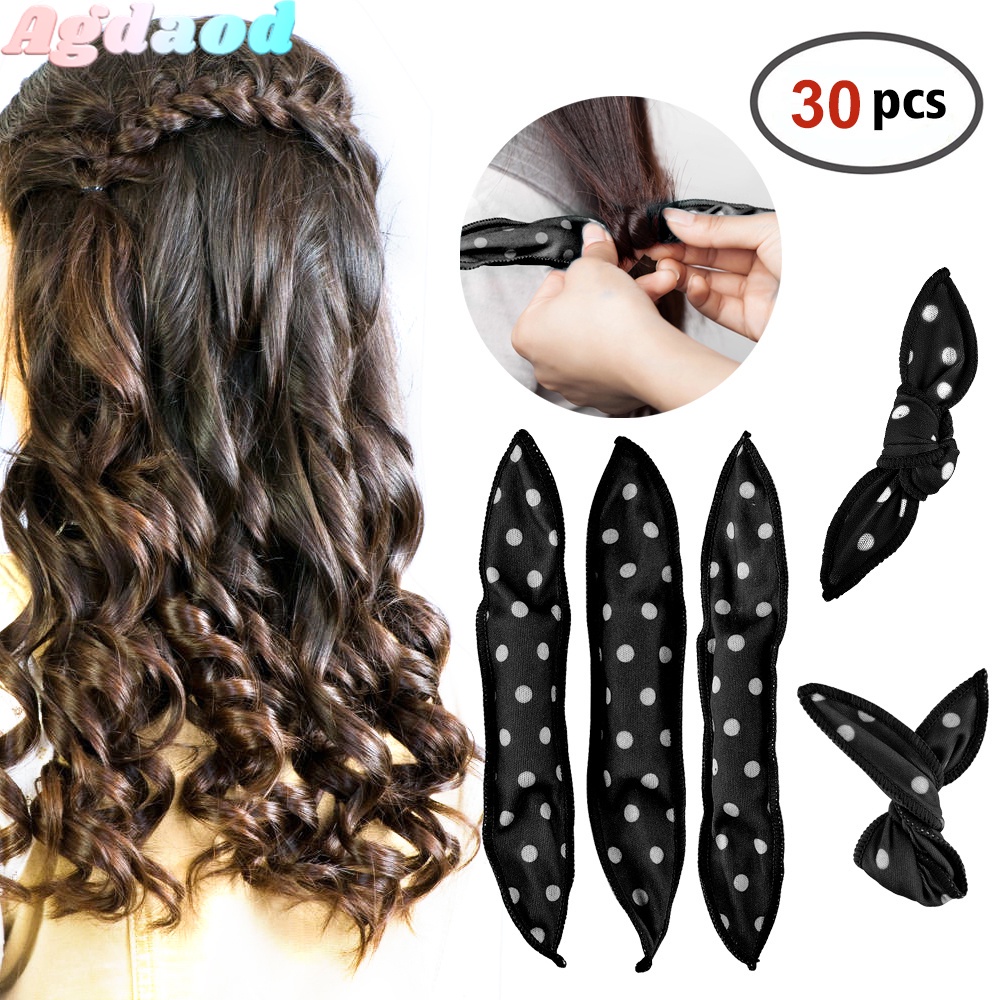 Set 30 Lô Uốn Tóc Không Nhiệt Mềm Mại Dùng Khi Ngủ ,DIY, dụng cụ hỗ trợ làm xoăn tóc tiện lợi