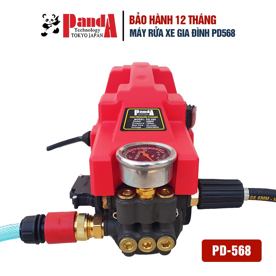 Máy rửa xe PANDA PD568 công suất 2300W, Motor từ dây Đồng dùng cho gia đình phun rửa sân, ô tô, xe máy