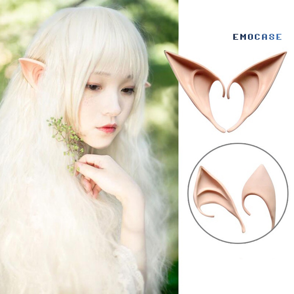 1 Đôi Tai Yêu Tinh Nhân Tạo Dài Mềm Mại Dùng Hóa Trang Tiệc Halloween