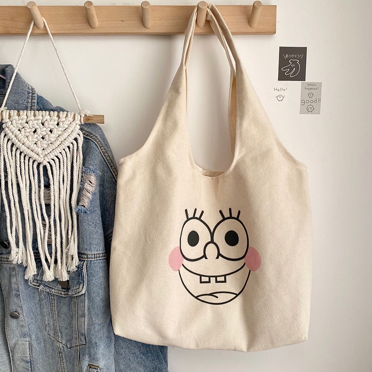 Túi Xách Canvas Họa Tiết Hoạt Hình Phong Cách Hàn Quốc Cho Nữ Sinh