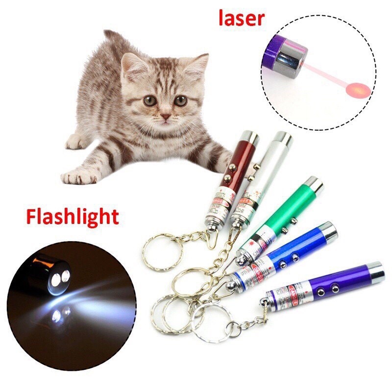 Đèn laze đồ chơi chó mèo -đèn pin 2 in 1 phụ kiện móc treo chìa khoá - giảm căng thẳng chó mèo