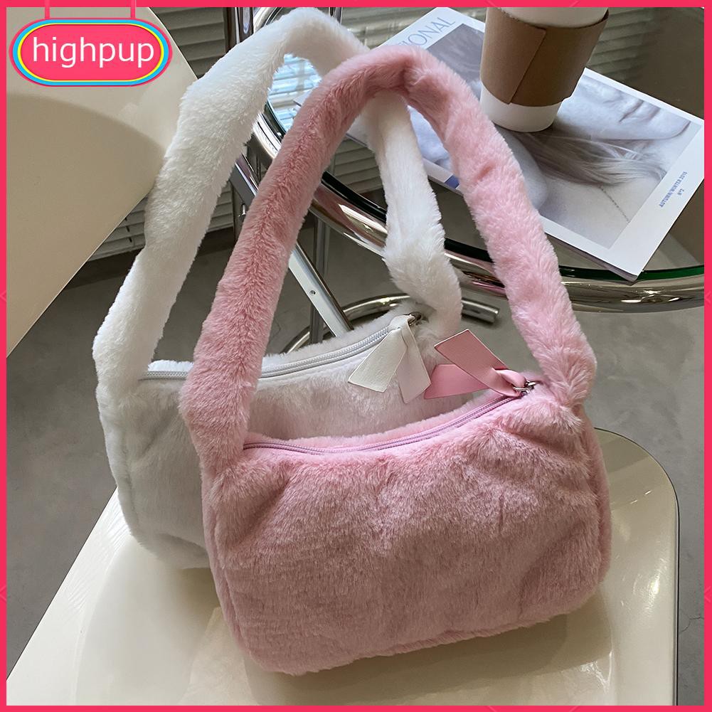 Túi đeo vai dáng vuông màu trơn chất liệu lông nhung thời trang vintage cho nữ