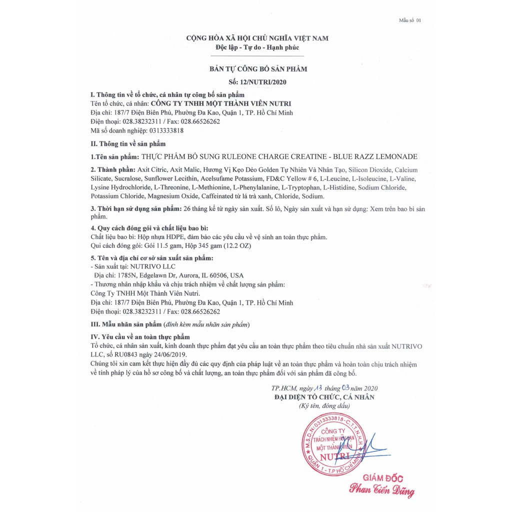 Thực Phẩm Bổ Sung Rule 1 Charged Creatine 30 Lần Dùng