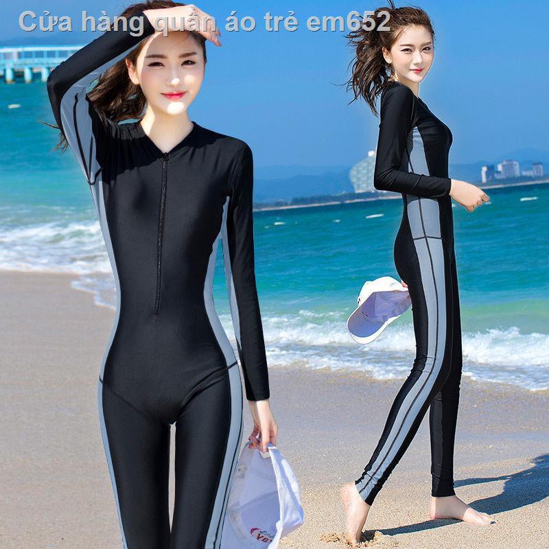 Áo tắm một mảnh Hàn Quốc nữ bảo thủ cỡ lớn áo tắm suối nước nóng quần dài tay chống nắng bộ đồ lặn thể thao chuyên nghiệ